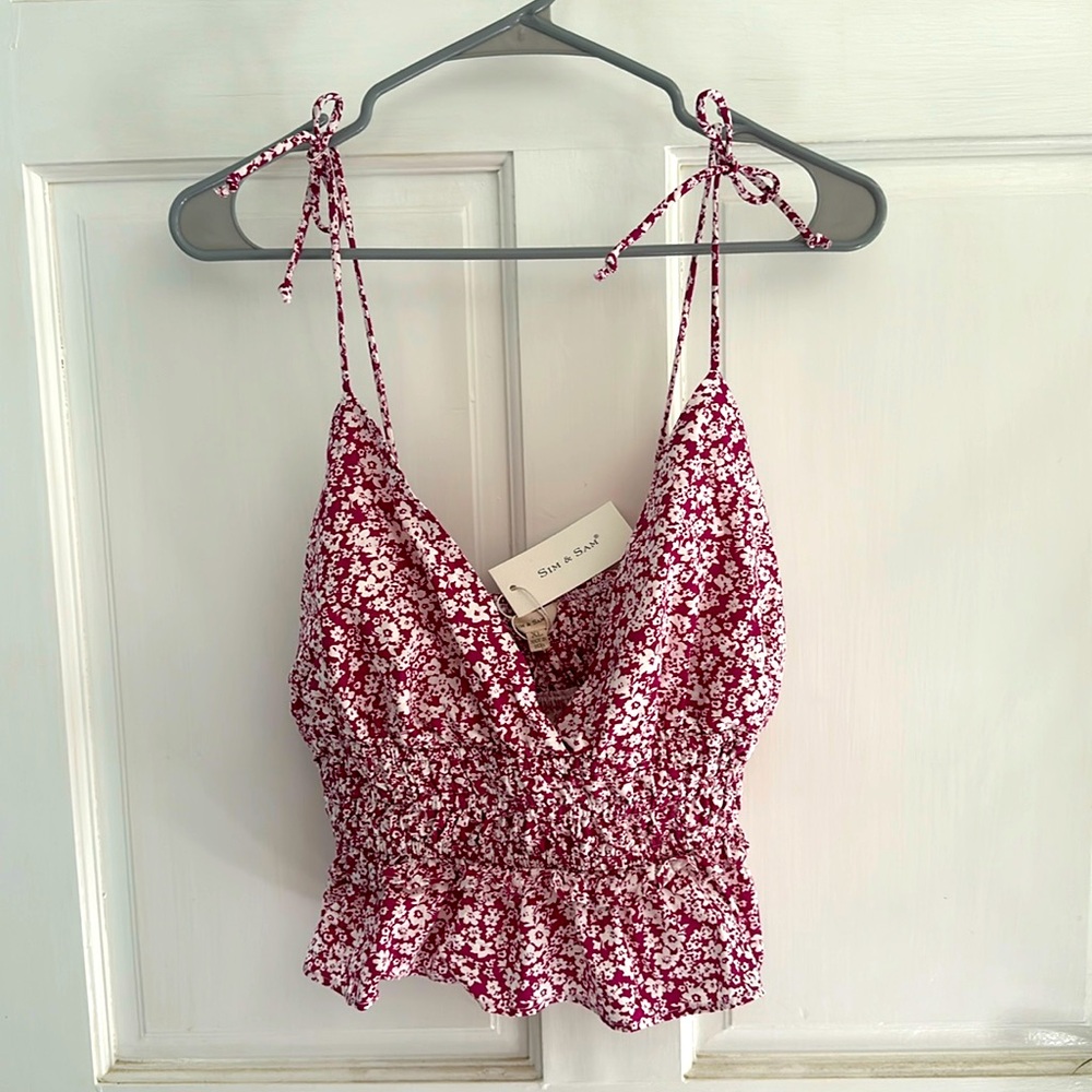 💖 NWT Sim & Sam Floral Cropped Tie Tank 💝